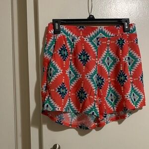 Adrienne Red Aztec Pattern Women Shorts